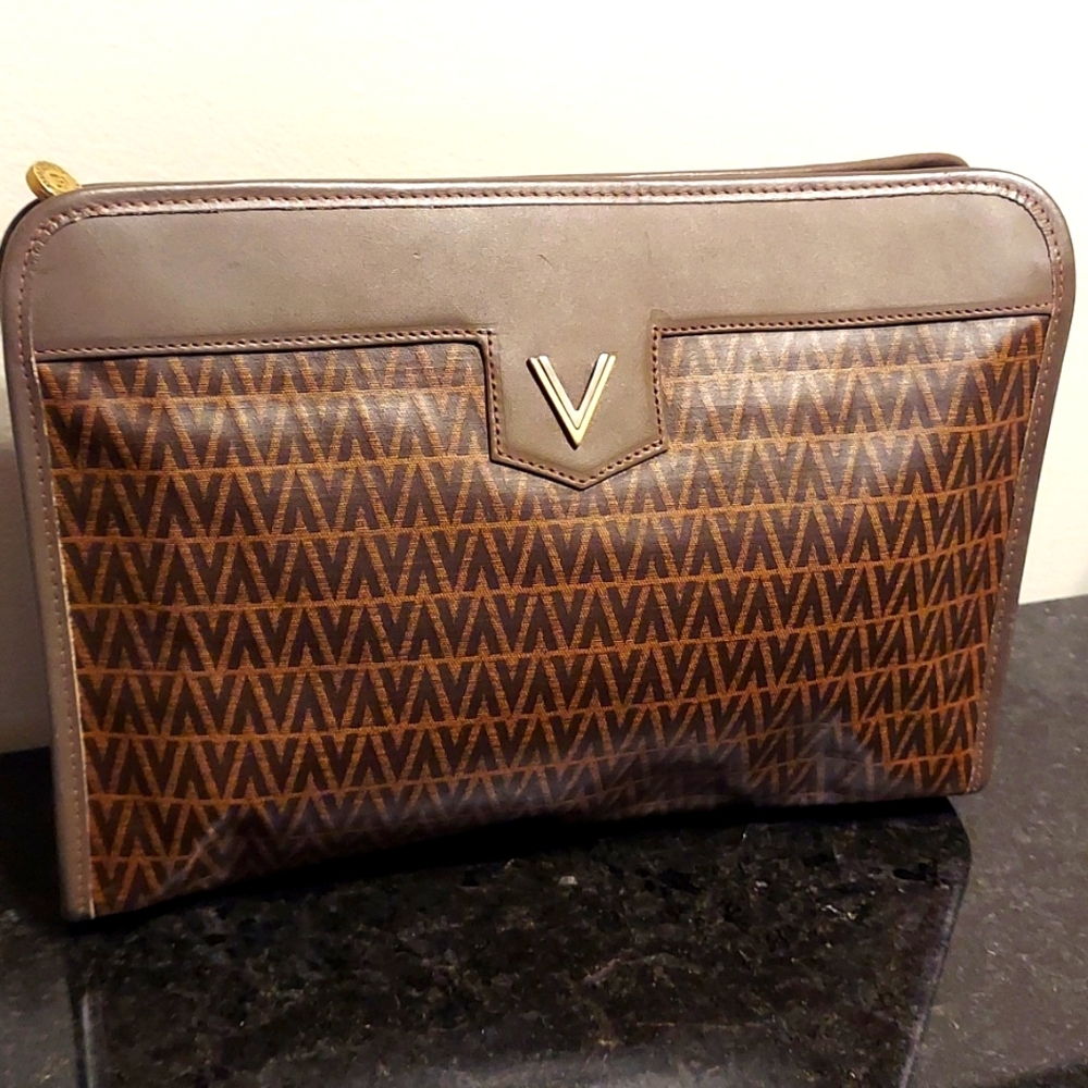 Vintage Mario Valentino Monogram Clutchor Cosmetic Case Authentic!